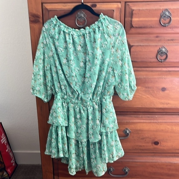 NWT J.NNA Women’s Light green And Coral Floral Dress, Size Medium. - Picture 4 of 8